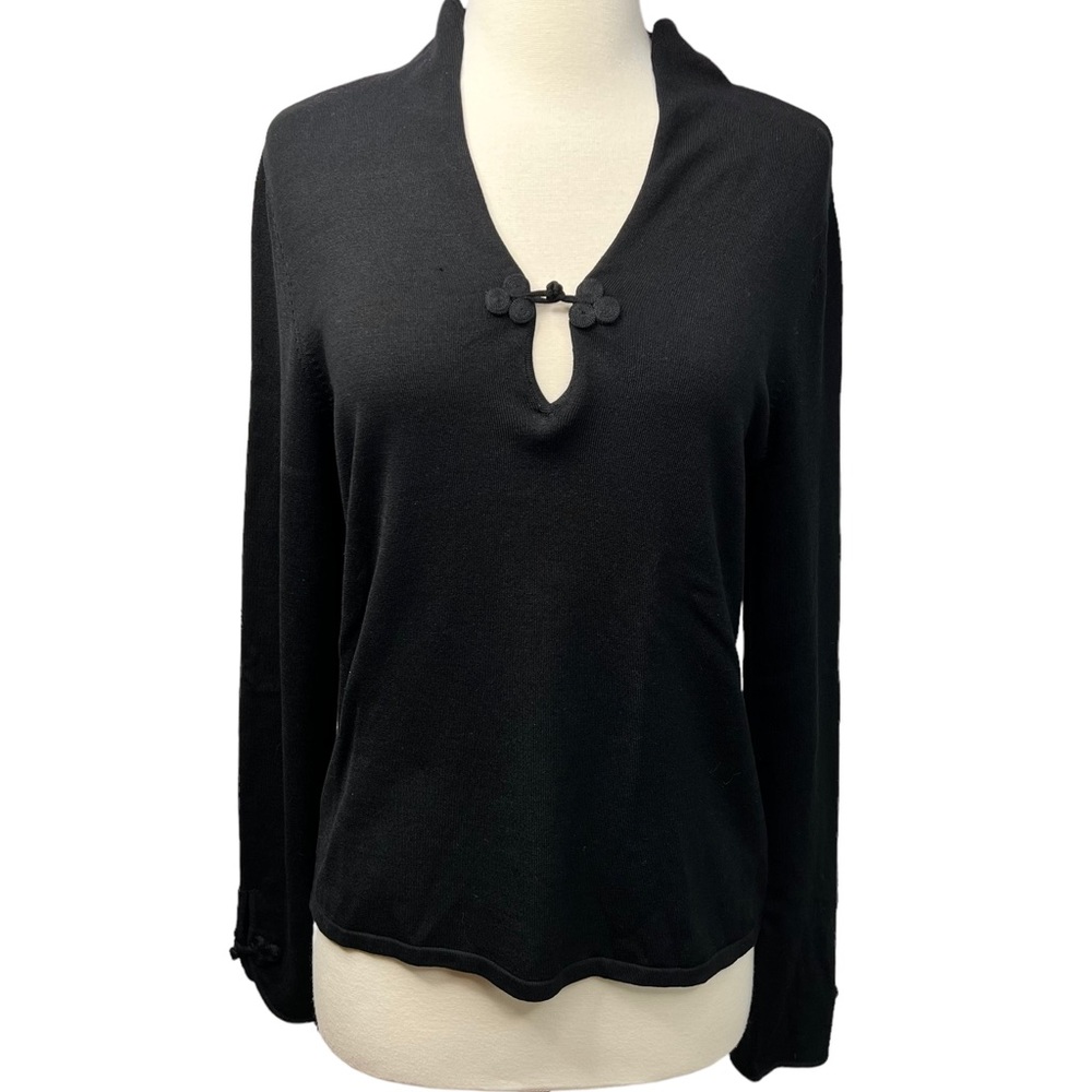 White + Warren Silk Blend V-Neck Sweater L